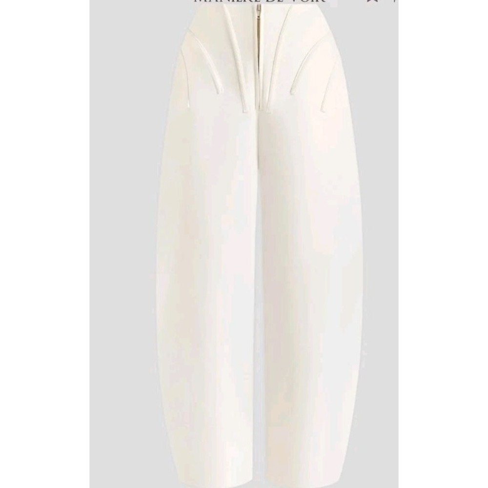 Maniere De Voir The Rena High Waisted Corset Sculptural Pants Size 4 Ivory